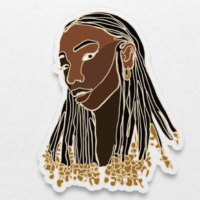 Single Line Black Women Stickers: Beads